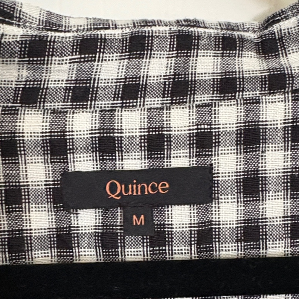 Quince 100% Linen Button Dress Black White Gingham Medium - Picture 7 of 8